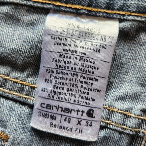 Carhartt "Holter" Relaxed Fit Straight Leg Blue Jeans | Men's Size 40x34 - Picture 8 of 11